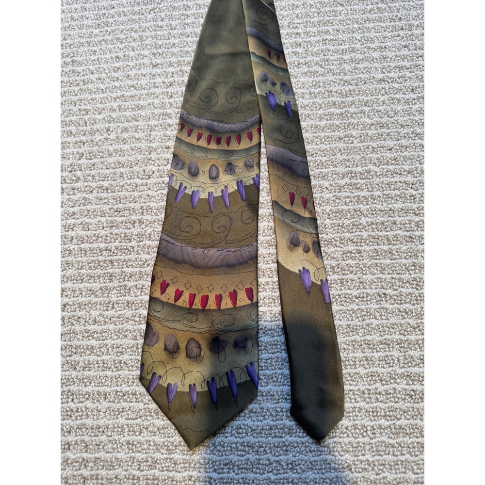 J Garcia Tie Abstract Art Earth Tone Silk Tie Grateful Dead Jerry Garcia Necktie